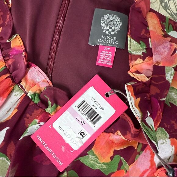 Vince Camuto Plus Size Printed Chiffon Ruffle Maxi Dress Floral Women’s Sz 22W - Picture 7 of 9